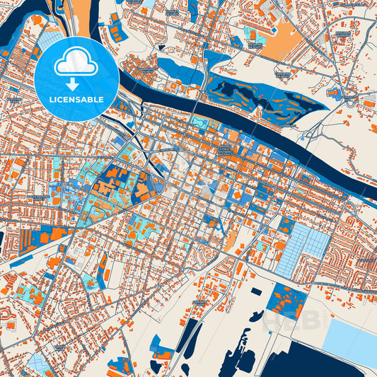 Colorful Augusta Street Map with Labels and Buildings