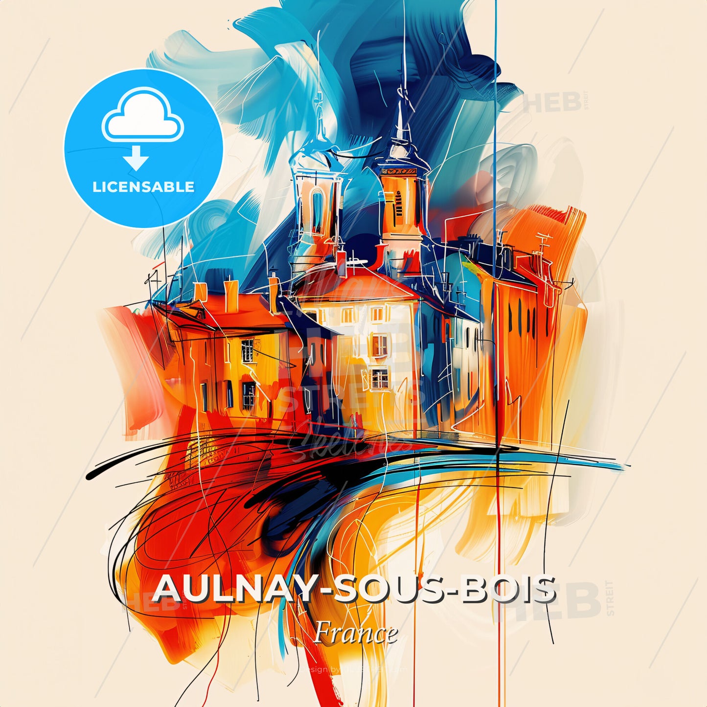 Vibrant Aulnay-Sous-Bois, France - A Painting Of A Building - Square format print template