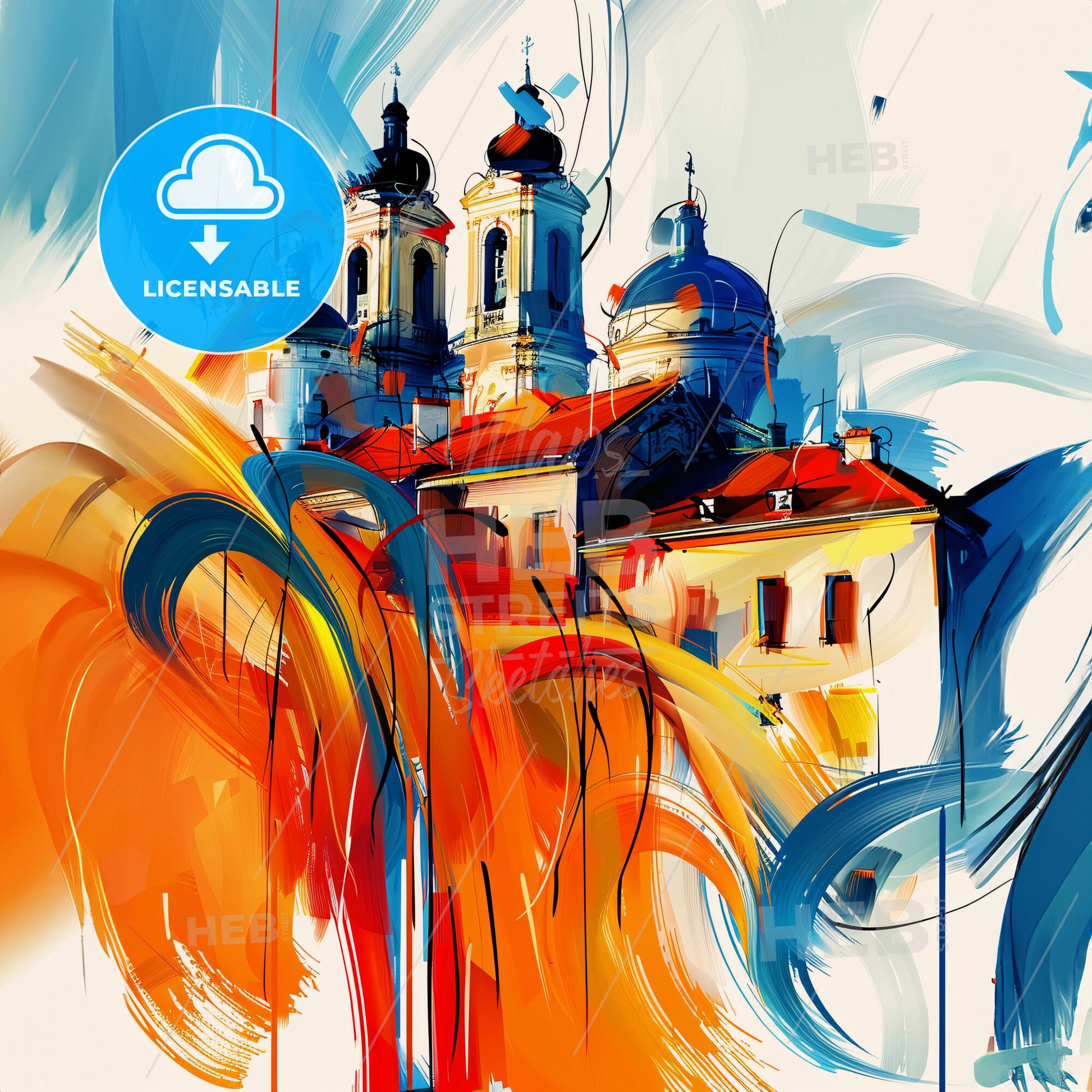 Vibrant Aulnay-Sous-Bois, France - A Painting Of A Building With A Colorful Background