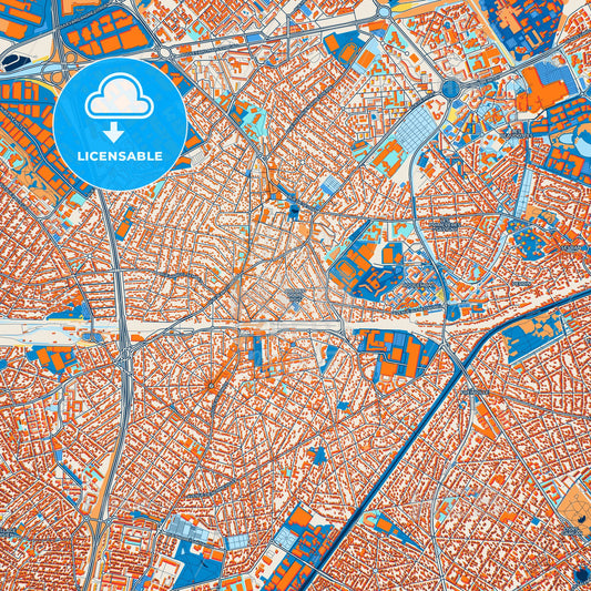 Colorful Aulnay-sous-Bois Street Map with Labels and Buildings