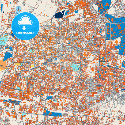 Colorful Aurangabad Street Map with Labels and Buildings