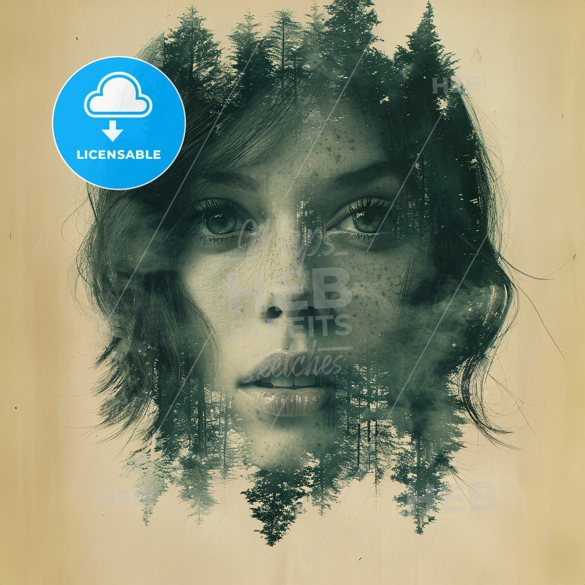 Aurora Allegories: Tales of the Northern Lights - A womans face with trees in the background