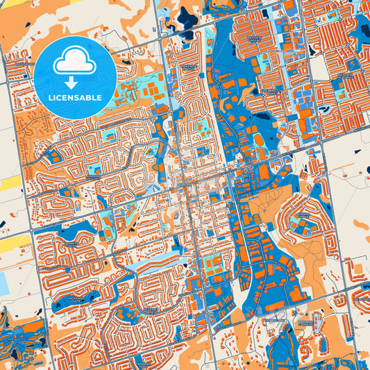 Colorful Aurora Street Map with Labels and Buildings