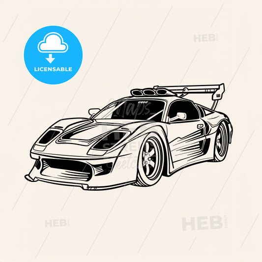 Autocross Car - A Black And White Drawing Of A Car