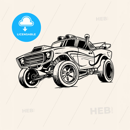 Autocross Car - A Black And White Drawing Of A Car
