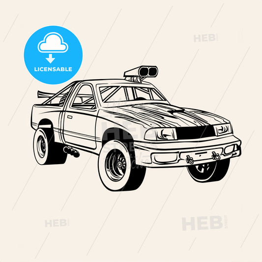 Autocross Car - A Black And White Drawing Of A Car