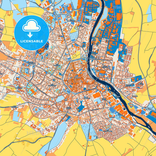 Colorful Auxerre Street Map with Labels and Buildings
