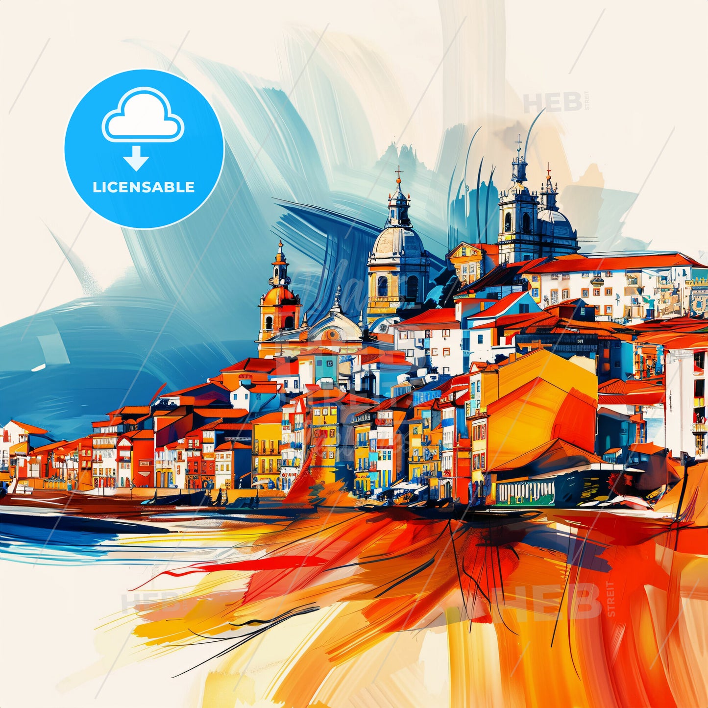 Vibrant Aveiro, Portugal - A Colorful Cityscape With Buildings And A White Background