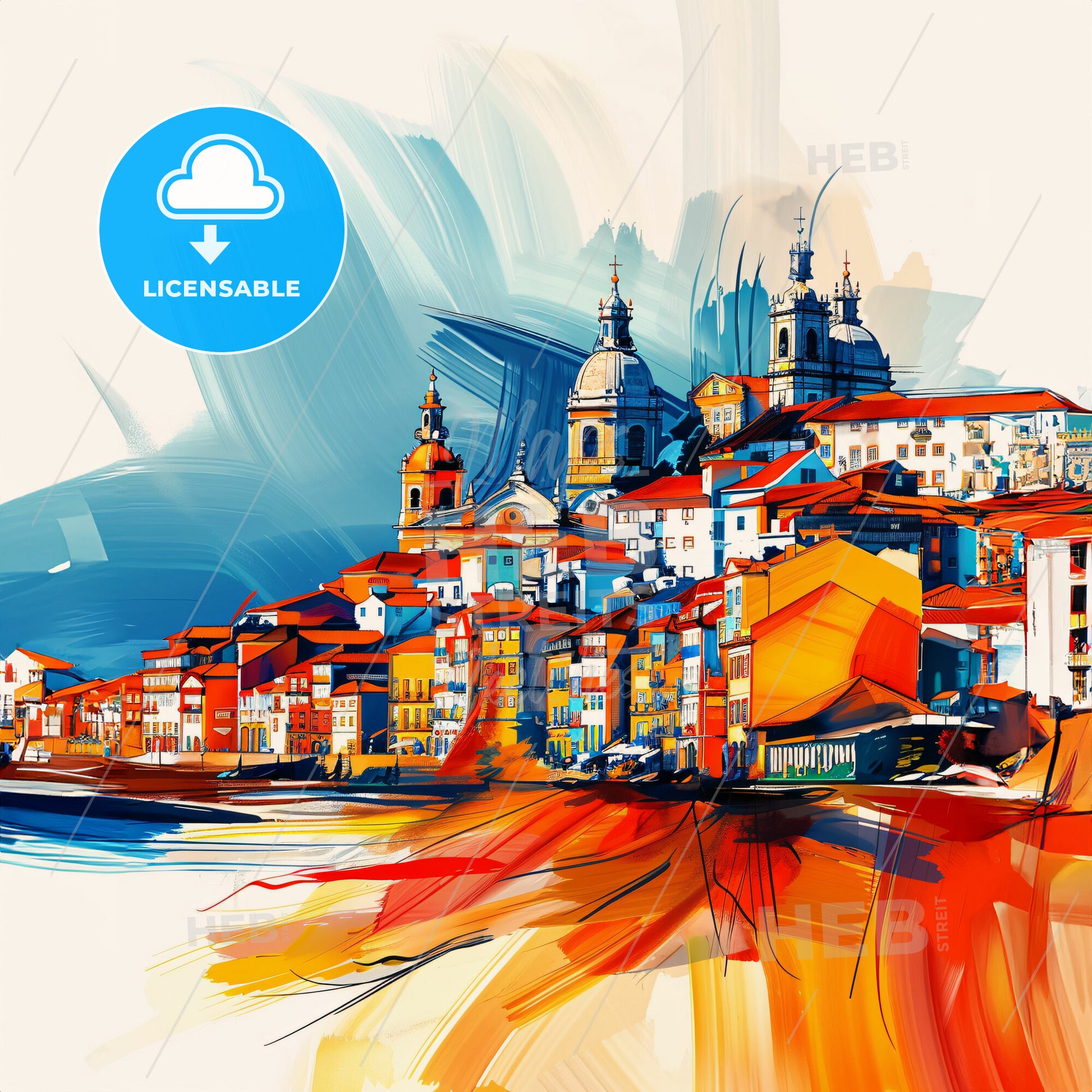 Vibrant Aveiro, Portugal - A Colorful Cityscape With Buildings And A White Background