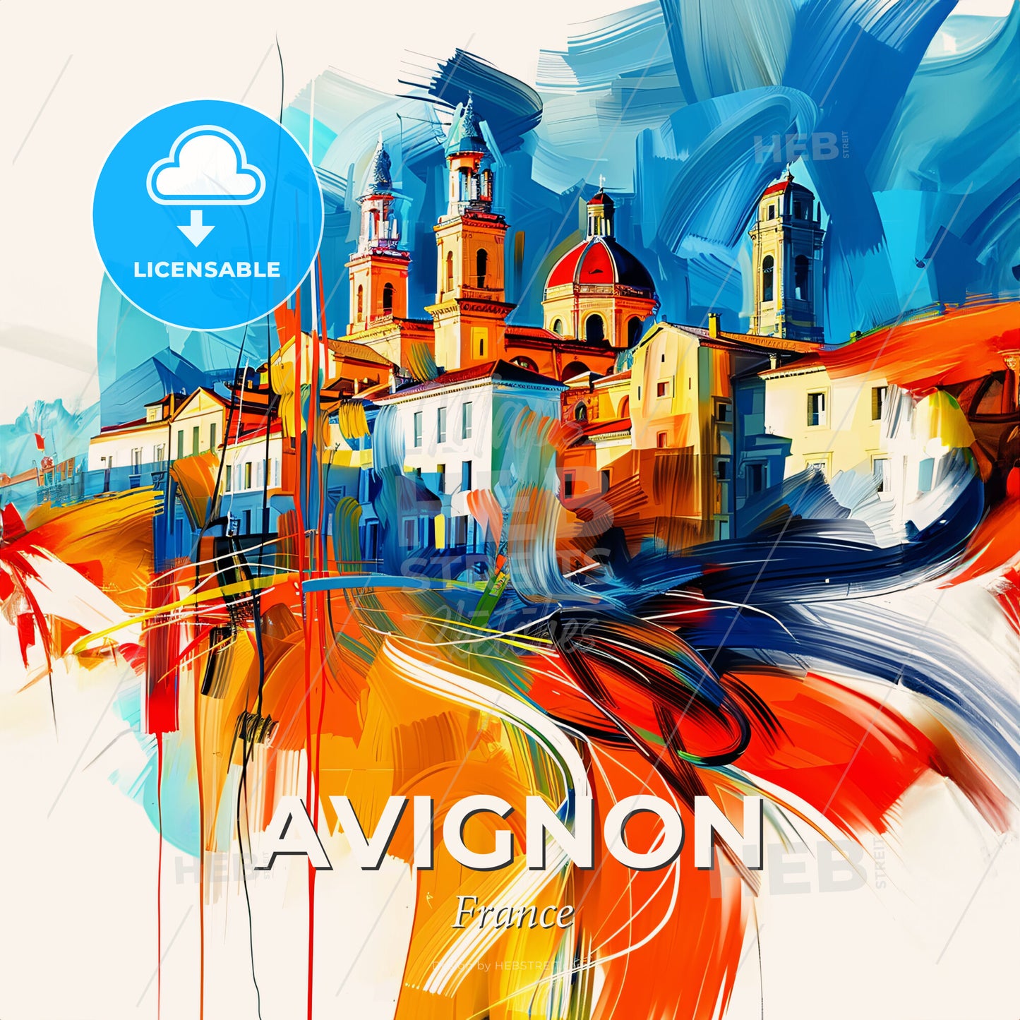 Vibrant Avignon, France - A Painting Of A Building - Square format print template