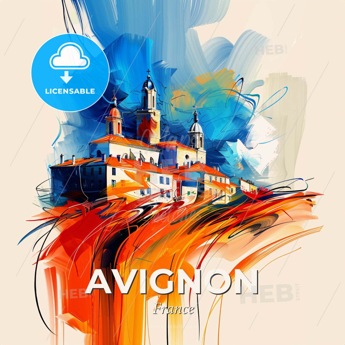 Vibrant Avignon, France - A Painting Of A Building - Square format print template