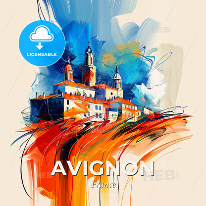 Vibrant Avignon, France - A Painting Of A Building - Square format print template