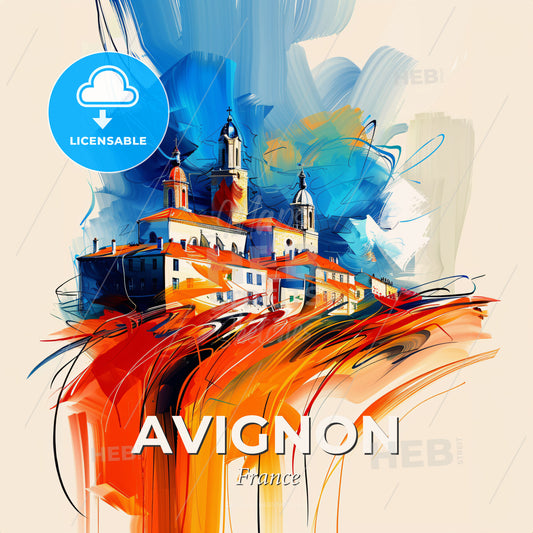 Vibrant Avignon, France - A Painting Of A Building - Square format print template