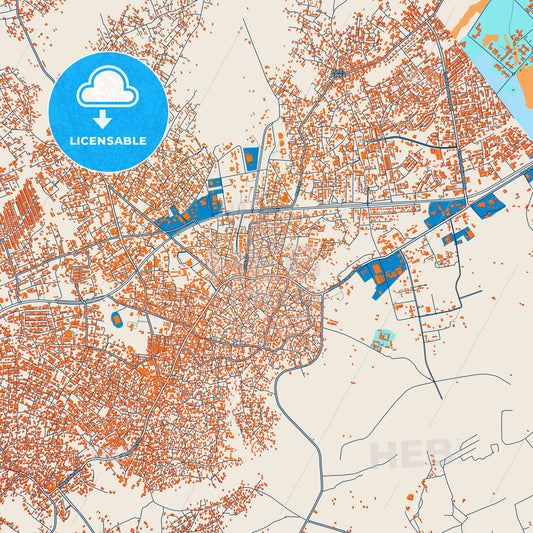 Colorful Awka Street Map with Labels and Buildings
