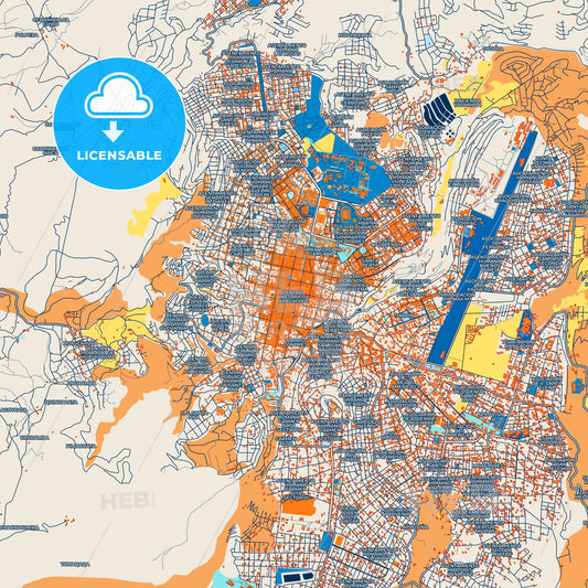 Colorful Ayacucho Street Map with Labels and Buildings