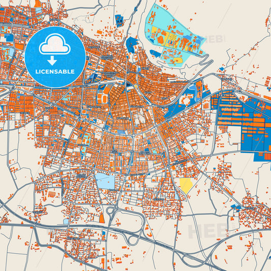 Colorful Aydın Street Map with Labels and Buildings