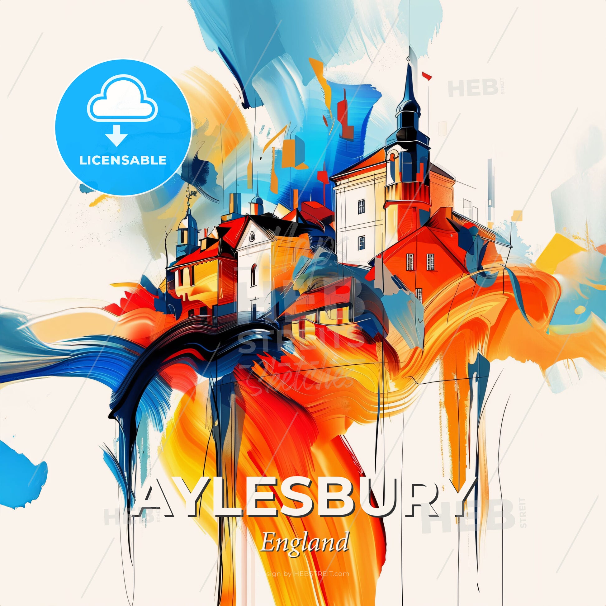 Vibrant Aylesbury, England - A Painting Of A Building - Square format print template