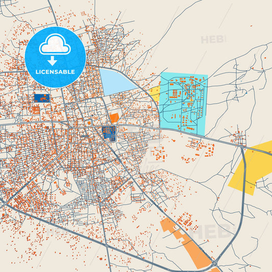 Colorful Azare Street Map with Labels and Buildings