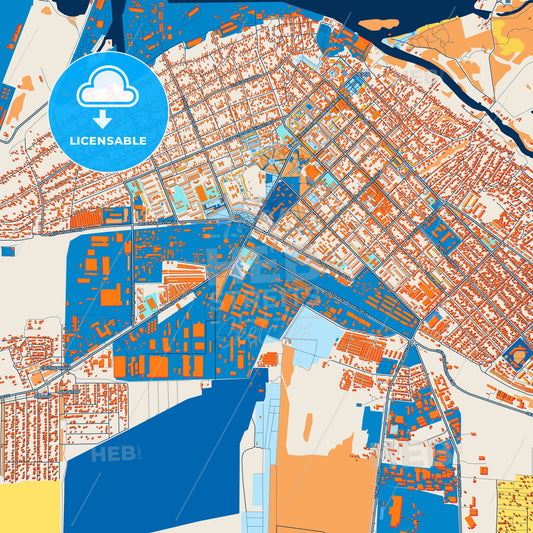 Colorful Azov Street Map with Labels and Buildings