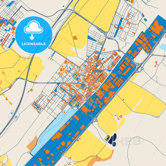 Colorful Azuqueca de Henares Street Map with Labels and Buildings