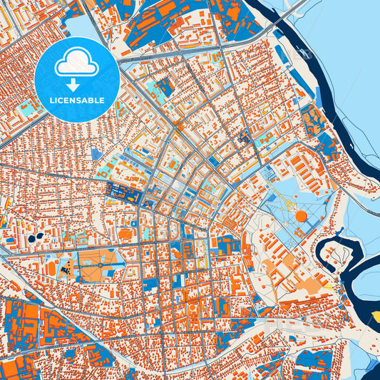 Colorful Babruysk Street Map with Labels and Buildings