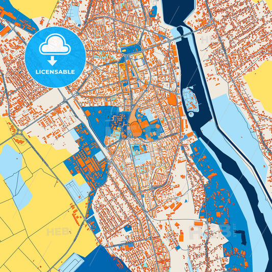 Colorful Bacău Street Map with Labels and Buildings