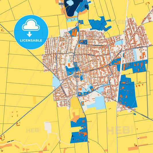 Colorful Bačka Topola Street Map with Labels and Buildings