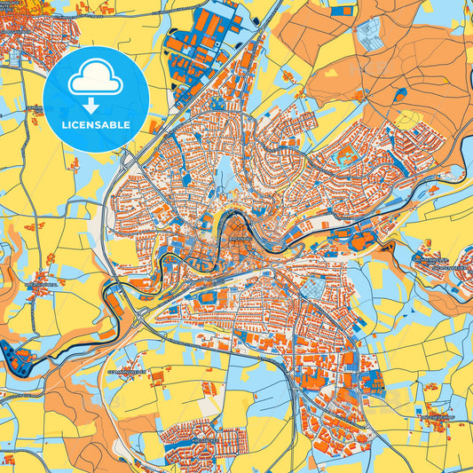Colorful Backnang Street Map with Labels and Buildings