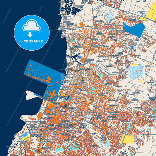Colorful Bacolod Street Map with Labels and Buildings