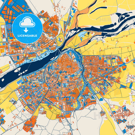 Colorful Badajoz Street Map with Labels and Buildings