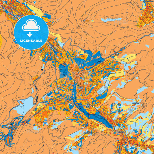 Colorful Baden-Baden Street Map with Labels and Buildings