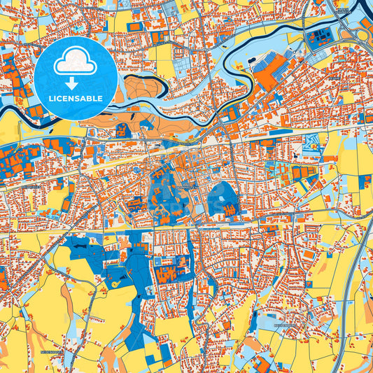 Colorful Bad Oeynhausen Street Map with Labels and Buildings
