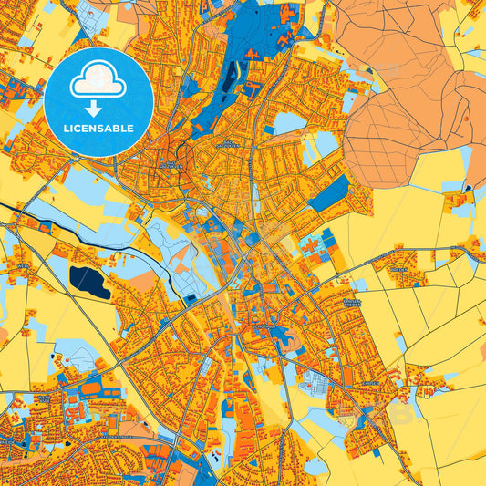 Colorful Bad Salzuflen Street Map with Labels and Buildings