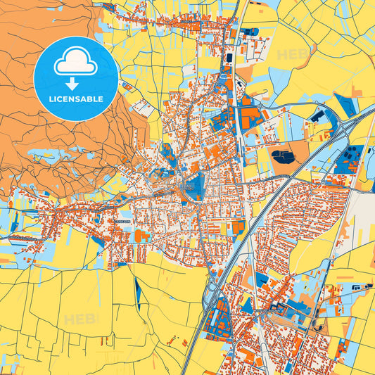 Colorful Bad Vöslau Street Map with Labels and Buildings