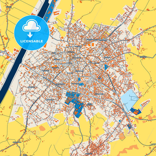 Colorful Bafra Street Map with Labels and Buildings