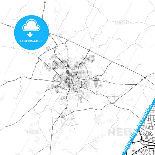 Bage, Brazil light map with streetnames, citynames and districts