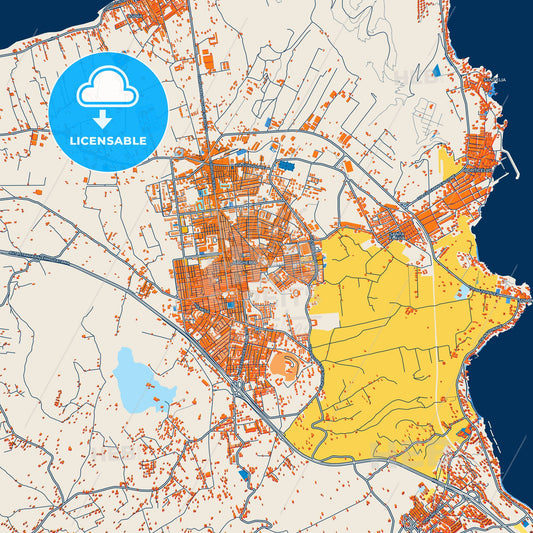 Colorful Bagheria Street Map with Labels and Buildings