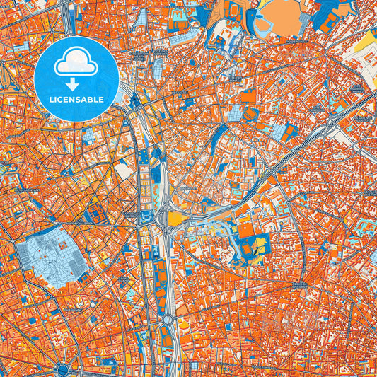 Colorful Bagnolet Street Map with Labels and Buildings