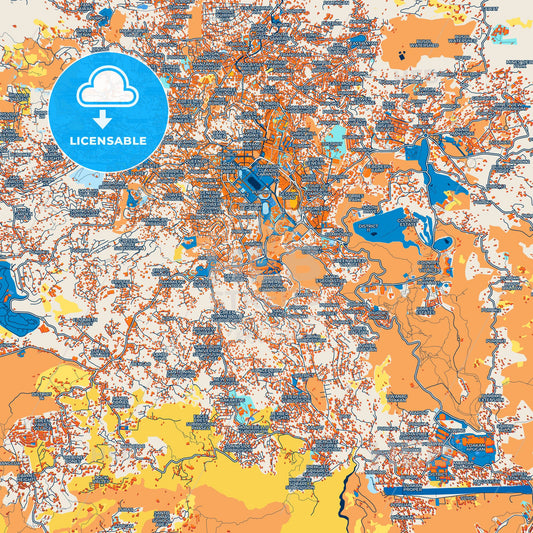Colorful Baguio Street Map with Labels and Buildings