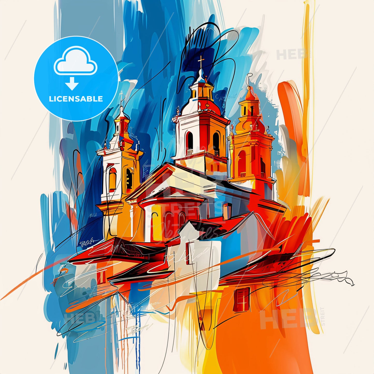 Vibrant Bahia Blanca, Argentina - A Painting Of A Building With Towers