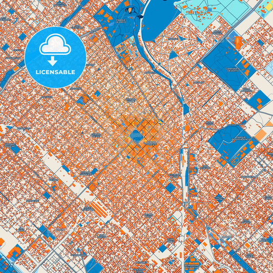 Colorful Bahia Blanca Street Map with Labels and Buildings