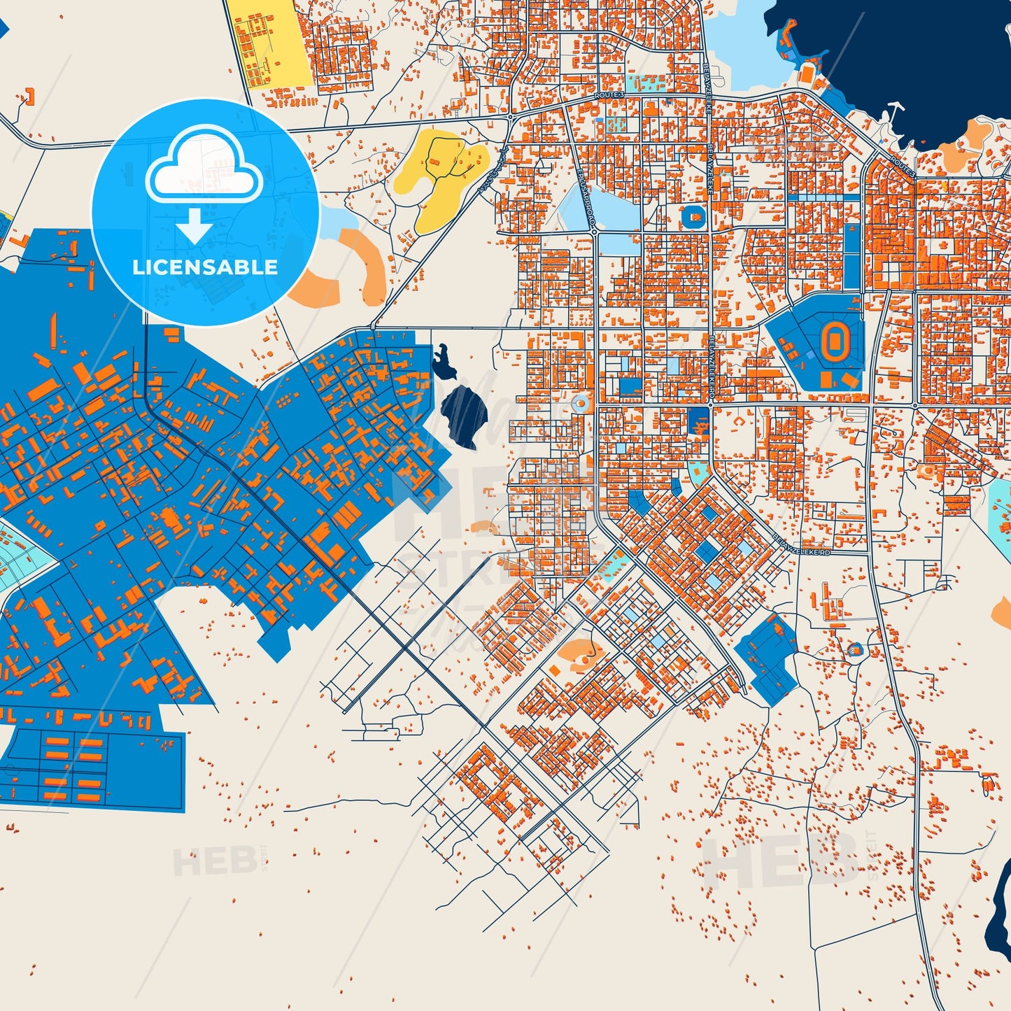 Colorful Bahir Dar Street Map with Labels and Buildings