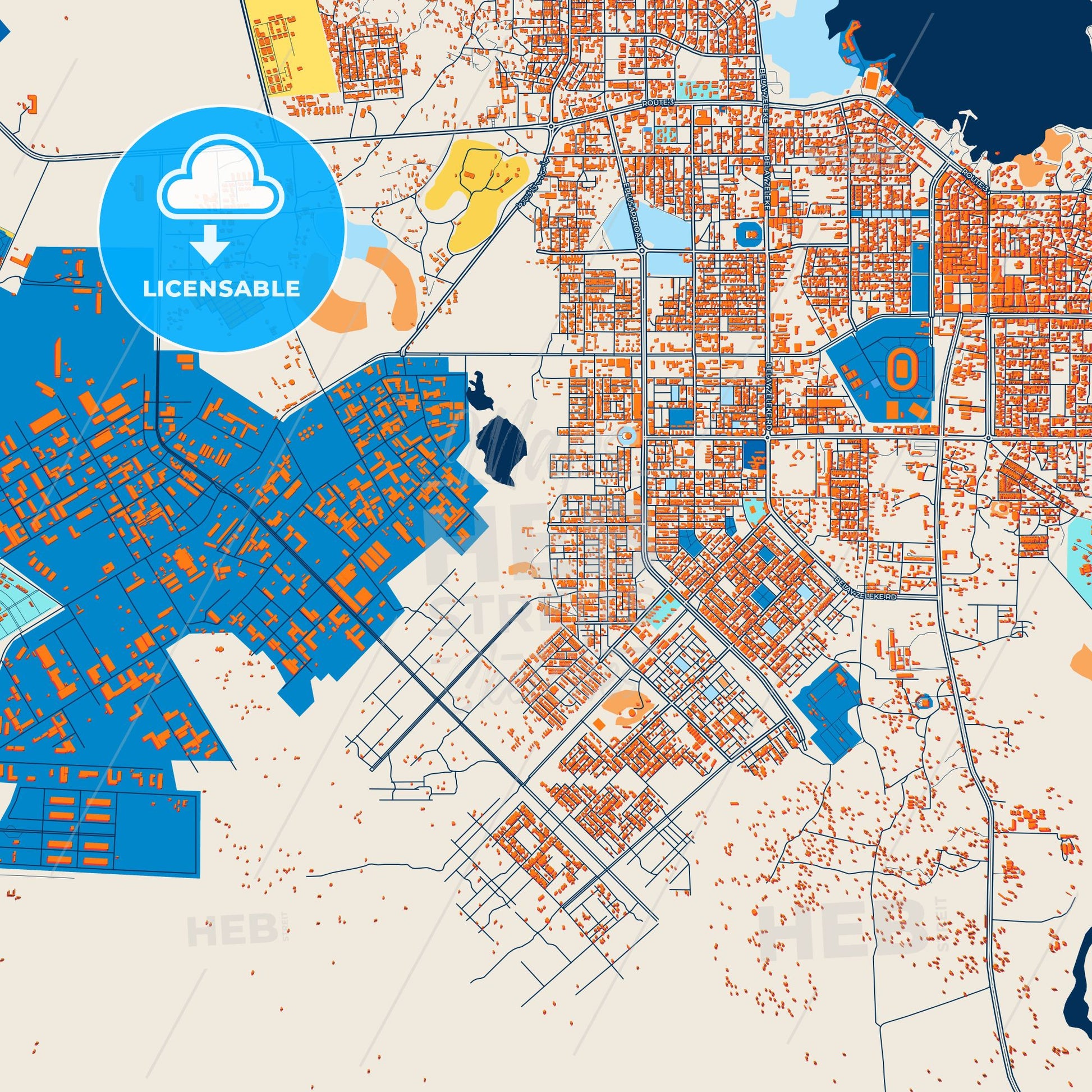 Colorful Bahir Dar Street Map with Labels and Buildings