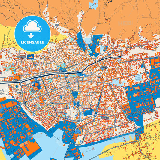 Colorful Baia Mare Street Map with Labels and Buildings