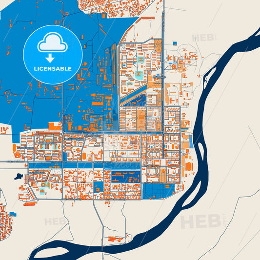 Colorful Baikonur Street Map with Labels and Buildings