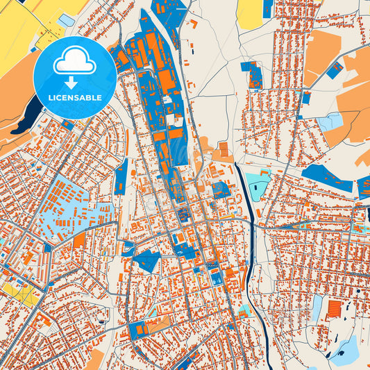 Colorful Bakhmut Street Map with Labels and Buildings