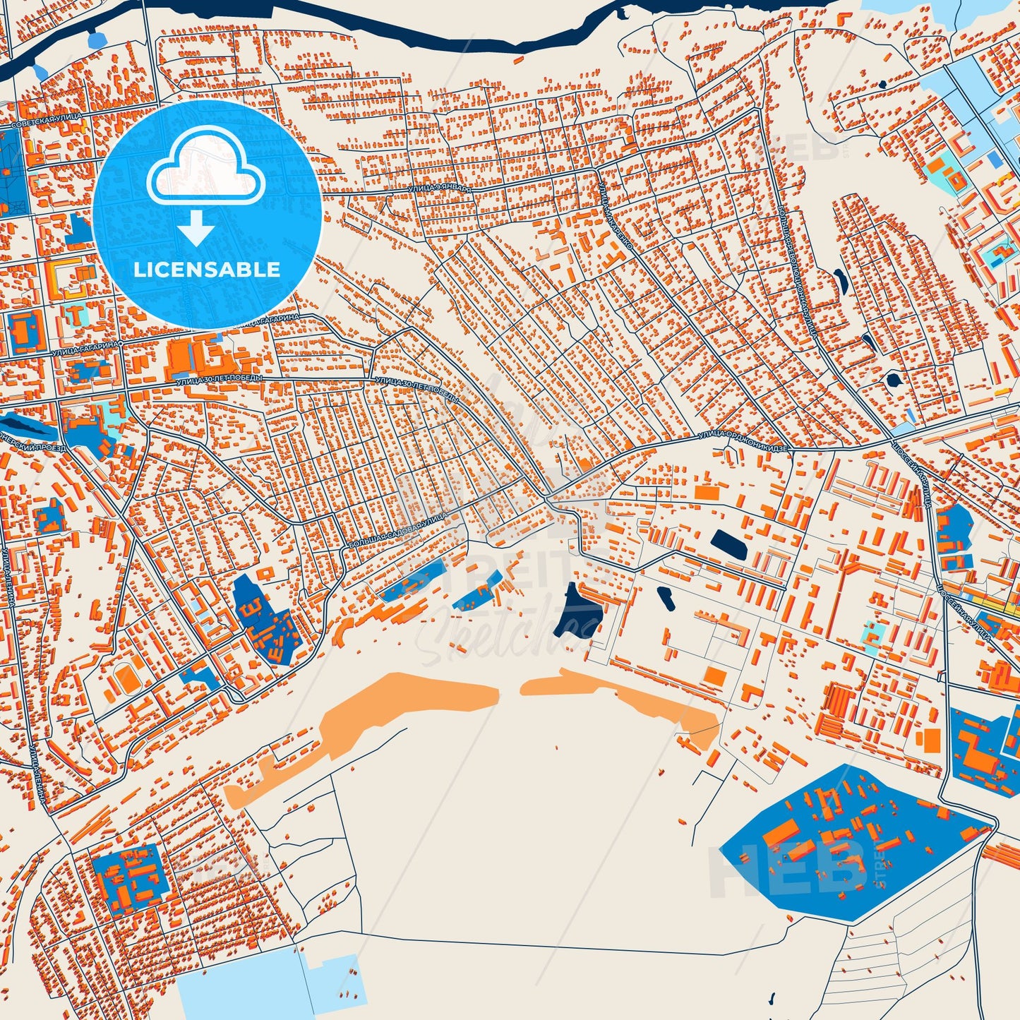Colorful Balashov Street Map with Labels and Buildings