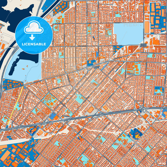 Colorful Baldwin Park Street Map with Labels and Buildings