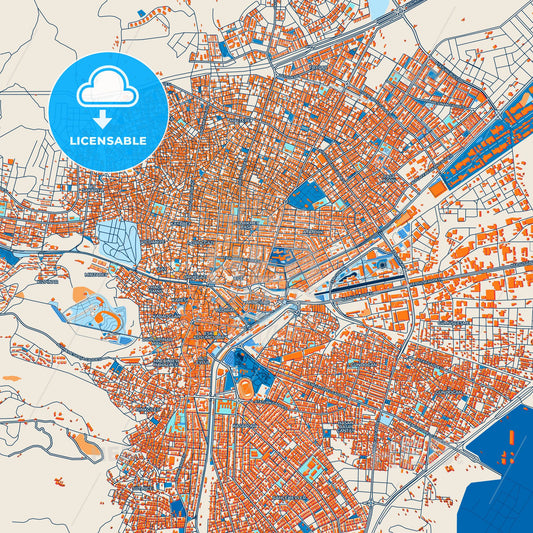 Colorful Balıkesir Street Map with Labels and Buildings