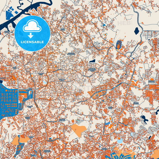 Colorful Balikpapan Street Map with Labels and Buildings